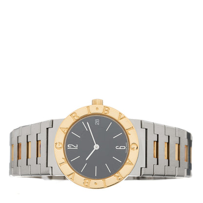 Bulgari Stainless Steel 18K Yellow Gold 30mm Quartz Watch Black 2 of 4