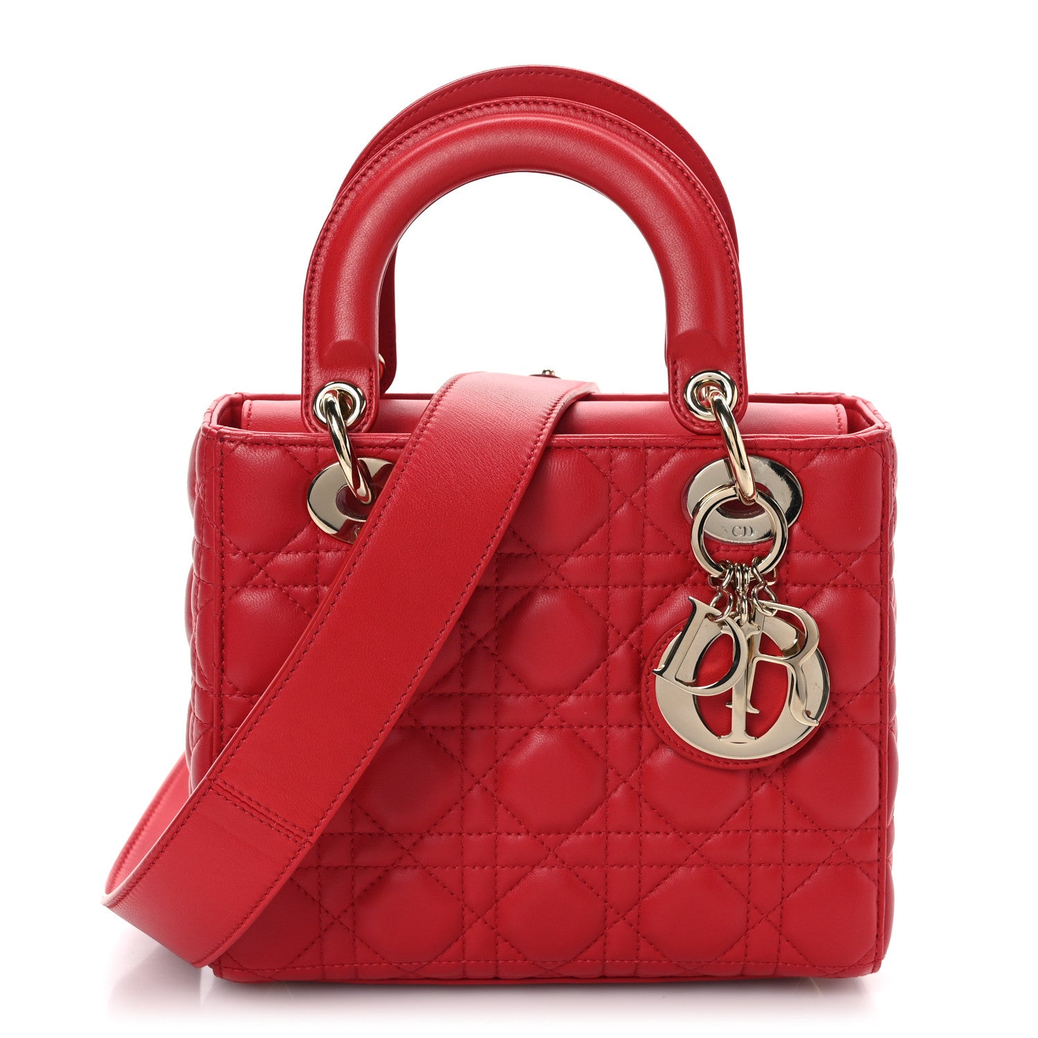 Christian Dior Lambskin Cannage Small My Lady Dior Red 1 of 8