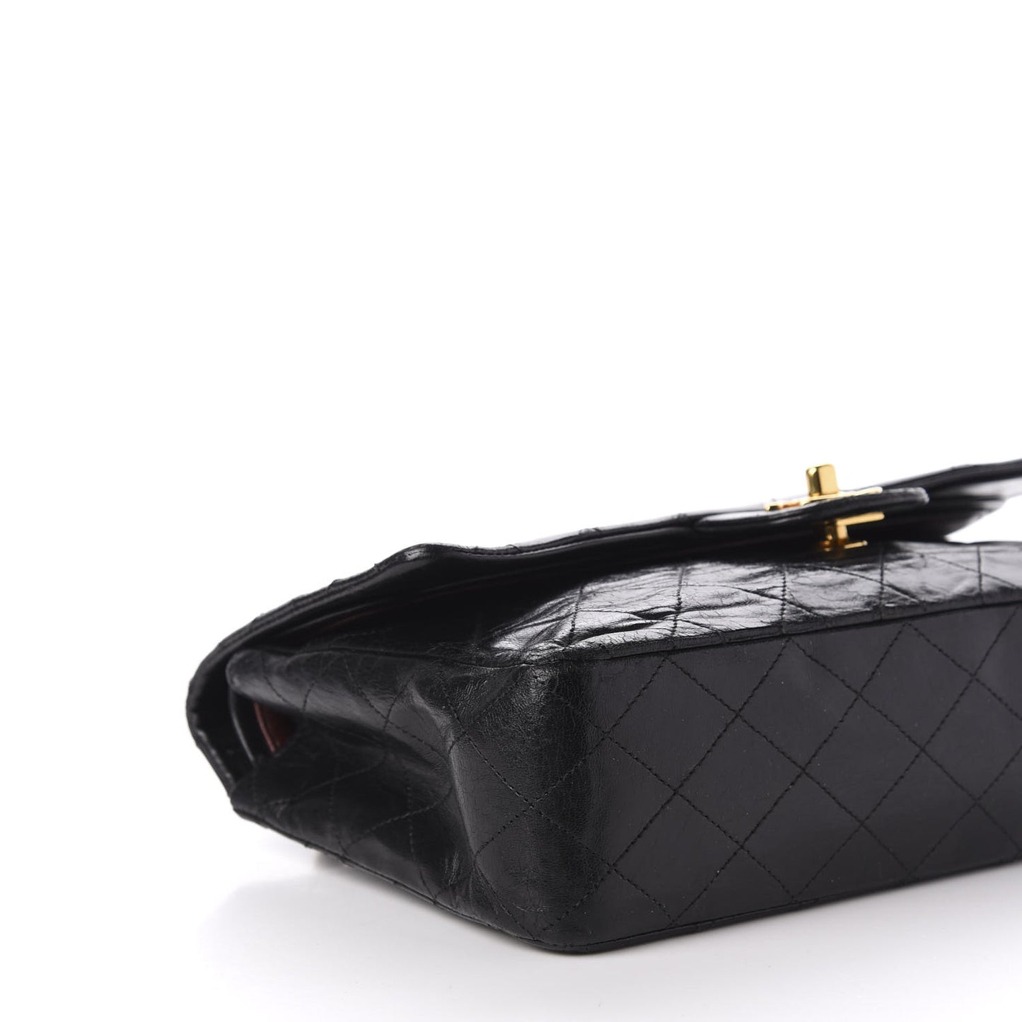 Lambskin Quilted Medium Double Flap Black