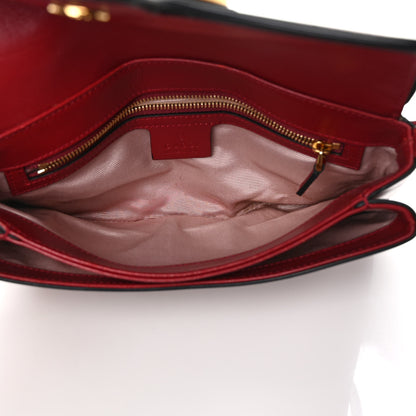 Gucci Vitello Palmellato Lux Bi-Color Small Arli Flap Shoulder Bag New Cherry Red Black 5 of 9