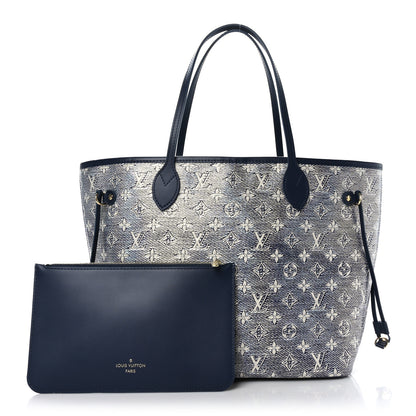 Louis Vuitton Monoglam Neverfull MM Blue 2 of 9