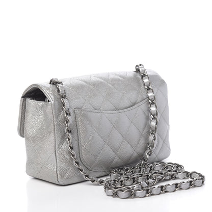 Chanel Metallic Caviar Quilted Mini Rectangular Flap Silver 3 of 11