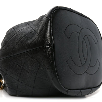 Chanel Shiny Lambskin Quilted Fashion Therapy Bucket Drawstring Bag Black 9 of 10
