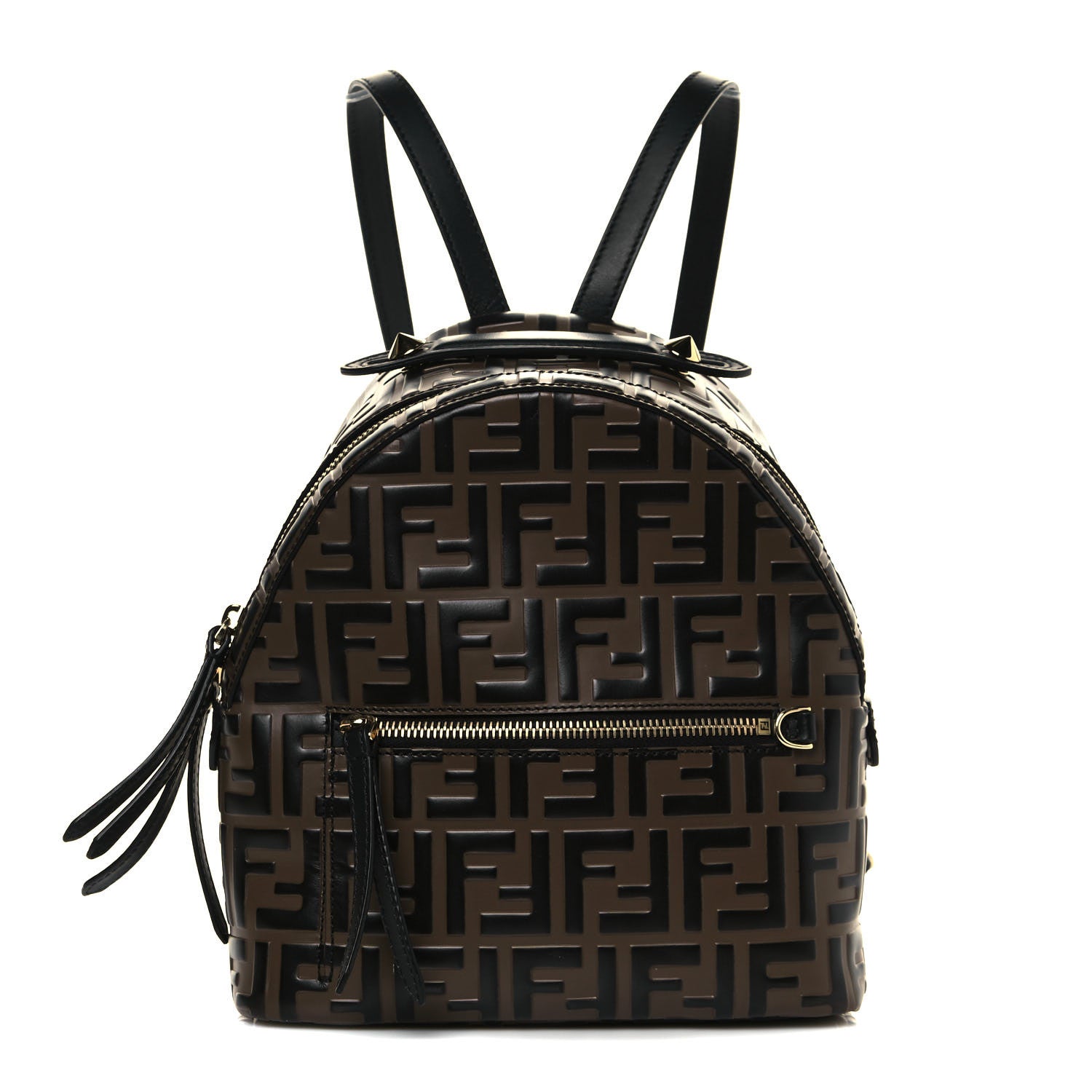 Fendi Vitello Bi-Color FF 1974 Embossed Mini Backpack Maya Black 1 of 17