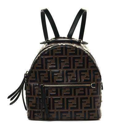 Fendi Vitello Bi-Color FF 1974 Embossed Mini Backpack Maya Black 1 of 17