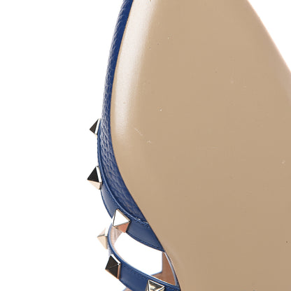 Valentino Garavani Pebbled Calfskin Rockstud Flat Cage Mules 38 Light Ocean 10 of 11