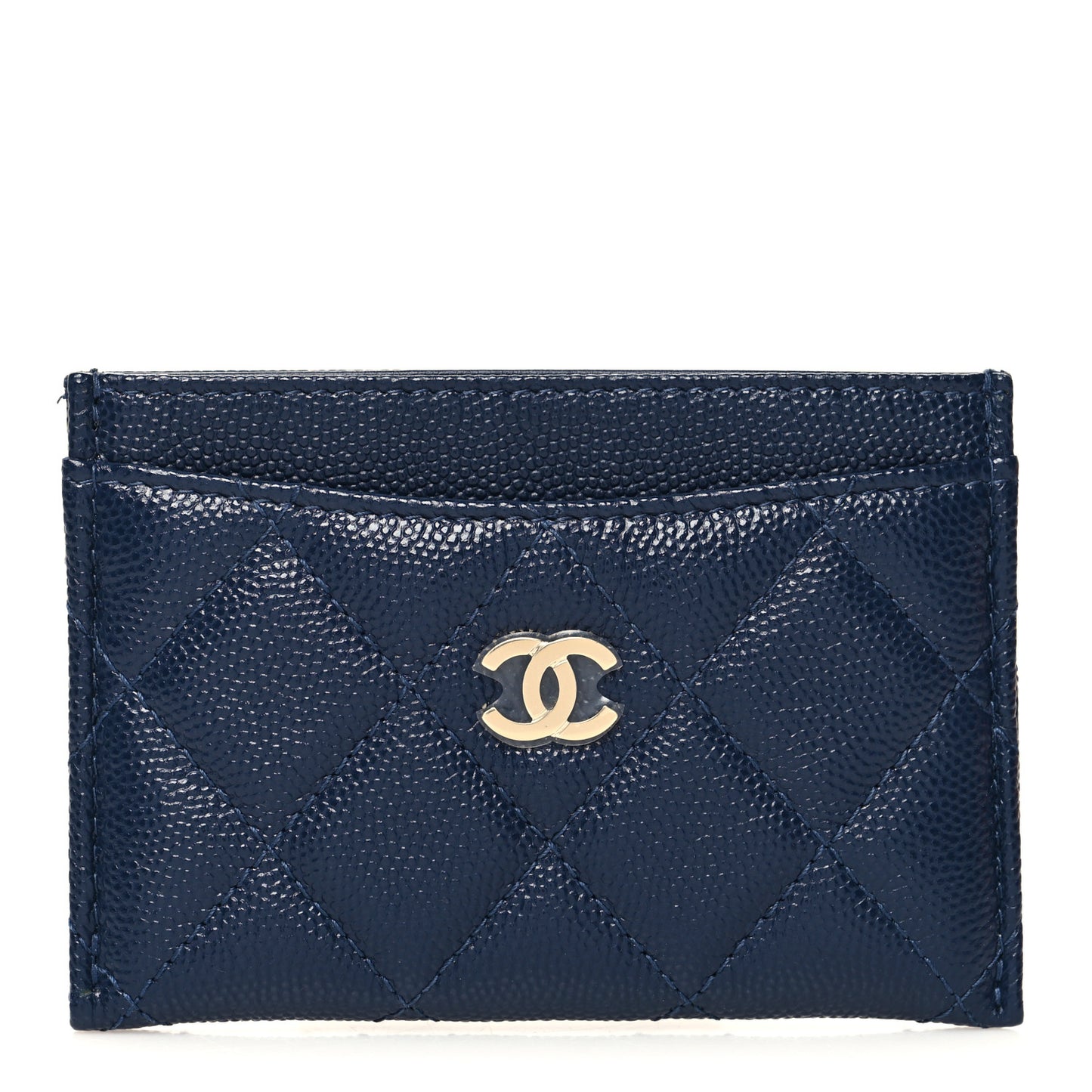 Caviar Quilted Card Holder Navy