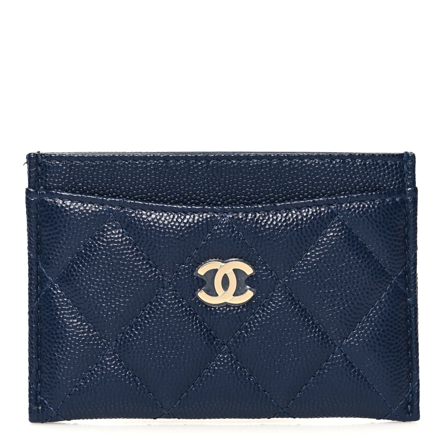 Chanel Caviar Quilted Card Holder Navy 1 of 10