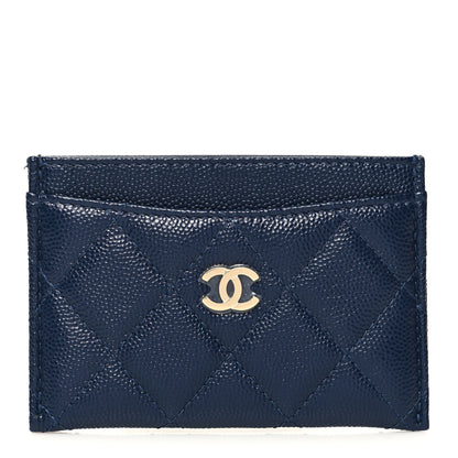 Chanel Caviar Quilted Card Holder Navy 1 of 10