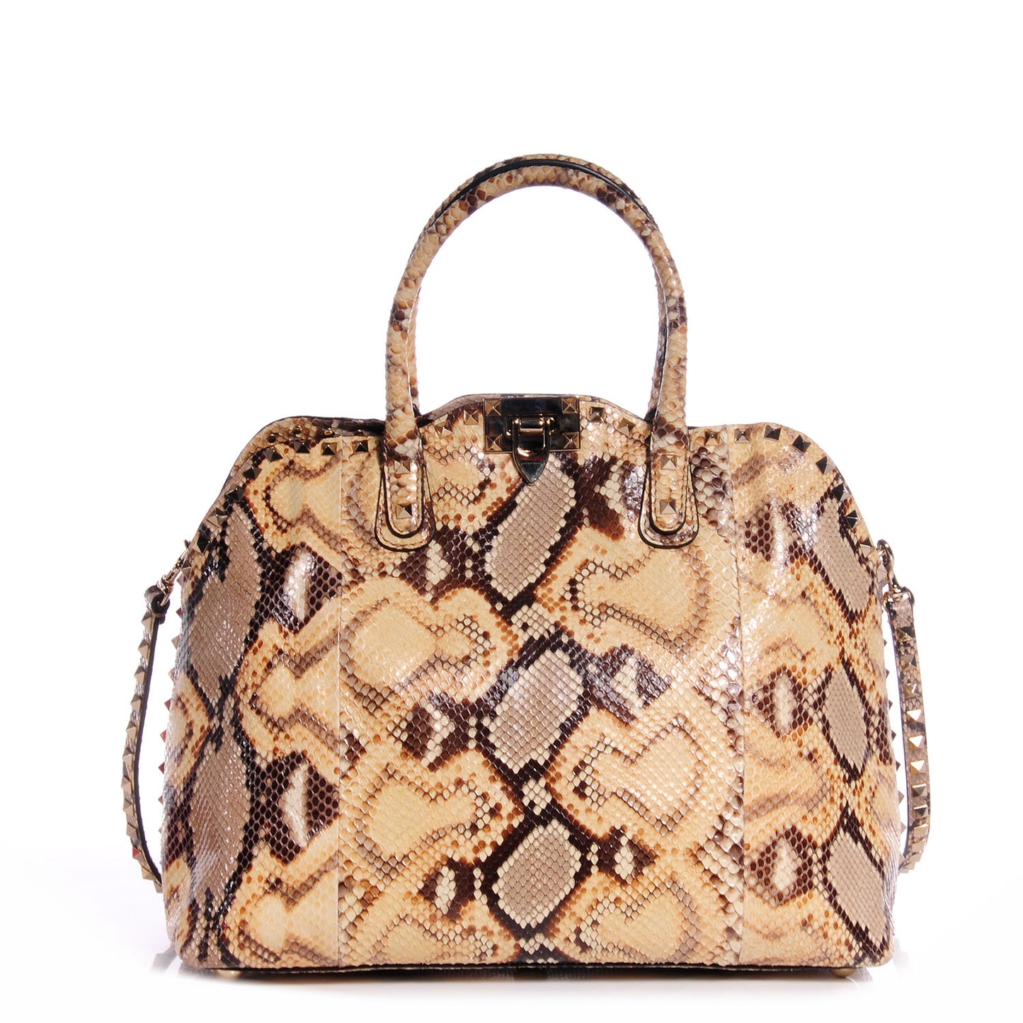Python Rockstud Dome Satchel Ivory