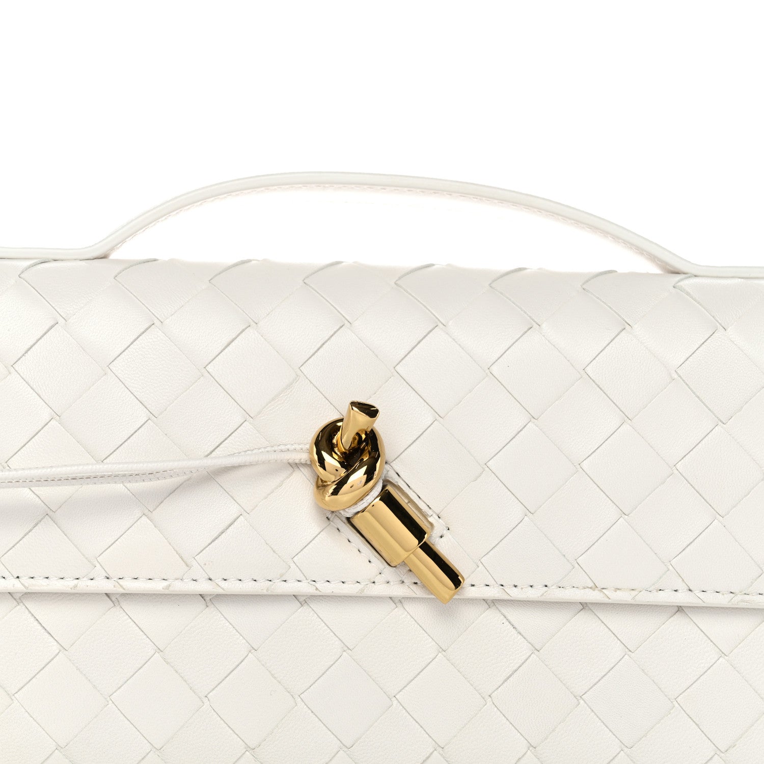 Bottega Veneta Nappa Intrecciato Long Andiamo Top Handle Clutch White 9 of 10