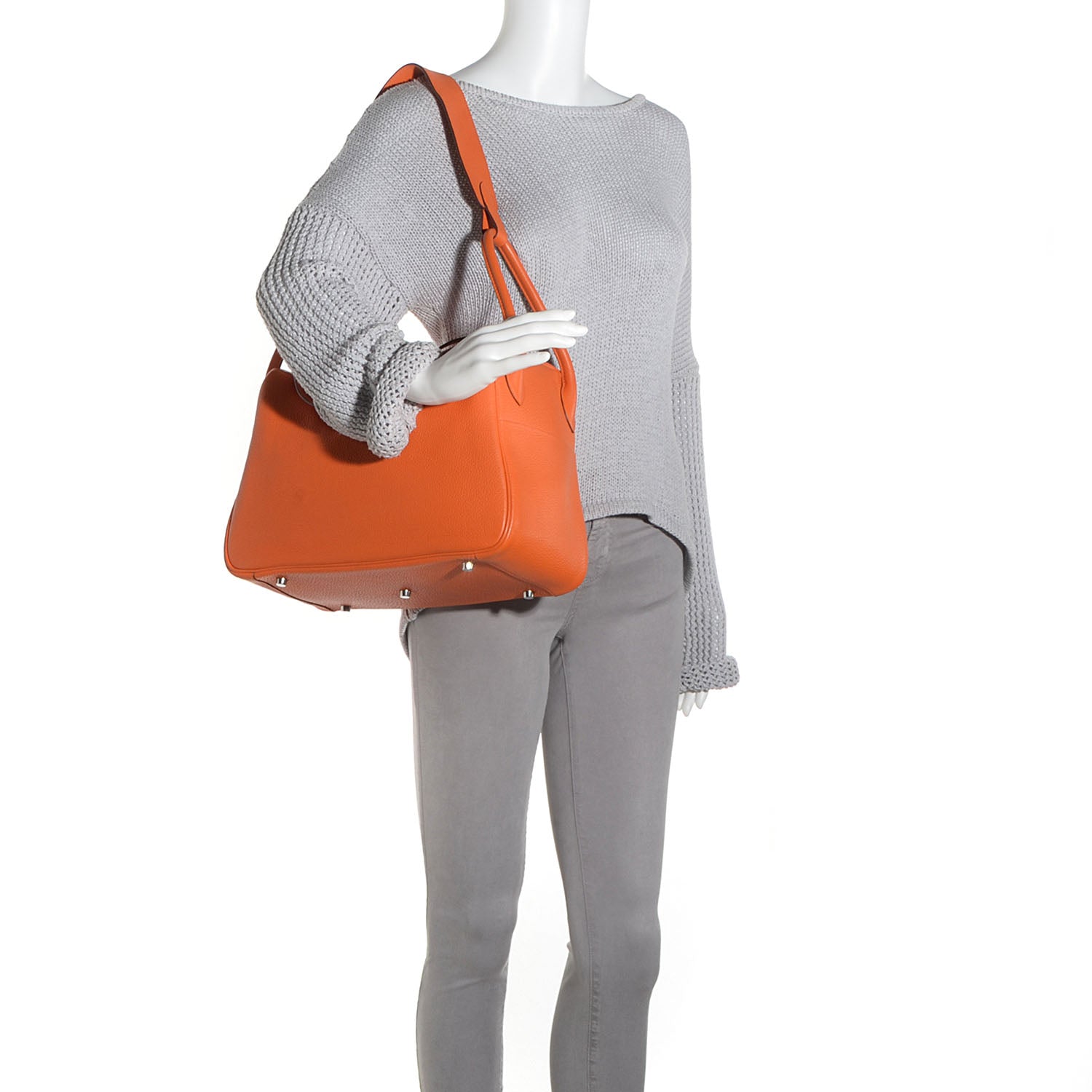 Hermes Taurillon Clemence Lindy 34 Orange 2 of 17