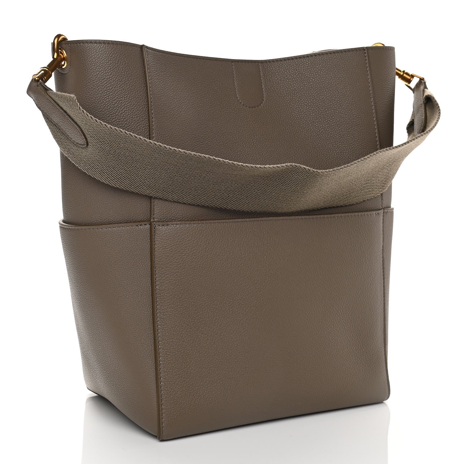 Celine Soft Grained Calfskin Sangle Bucket Bag Taupe 3 of 9