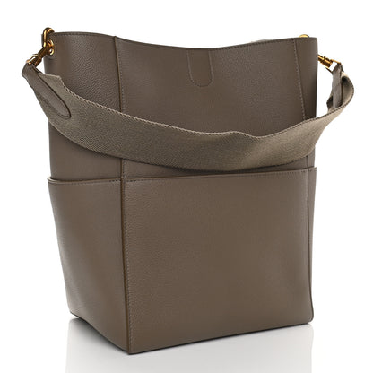 Celine Soft Grained Calfskin Sangle Bucket Bag Taupe 3 of 9