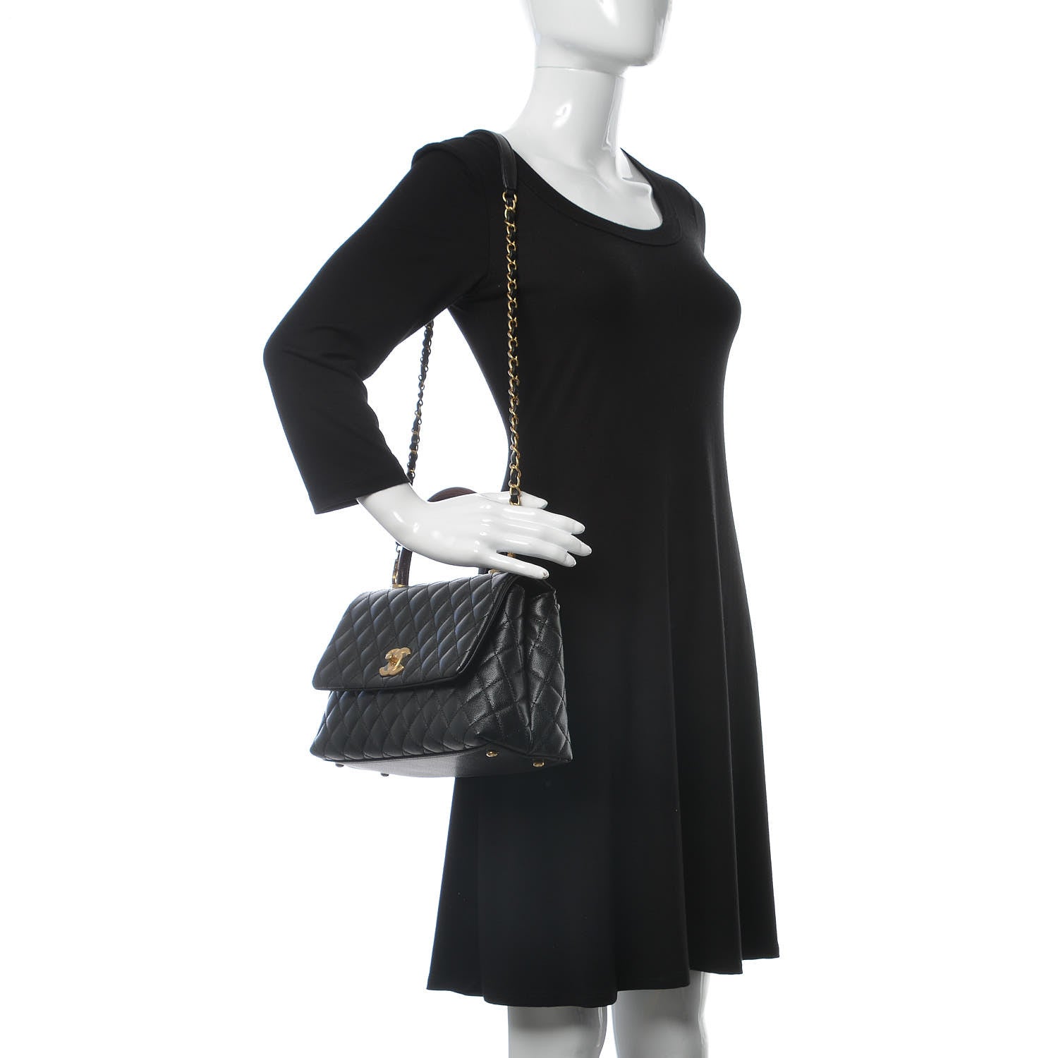Chanel Caviar Lizard Quilted Small Coco Handle Flap Black 2 of 10