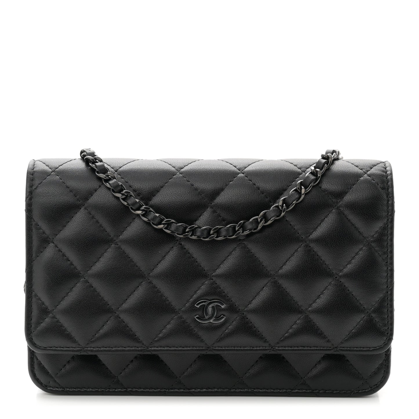 Lambskin Quilted Wallet On Chain WOC So Black