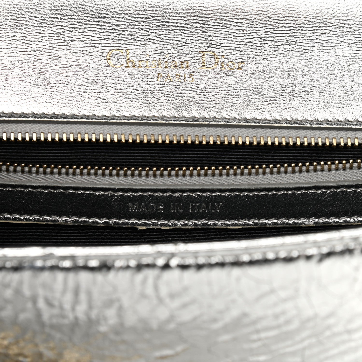 Christian Dior Metallic Ceramic Effect Deerskin Medium Diorama Flap Bag Silver 7 of 13