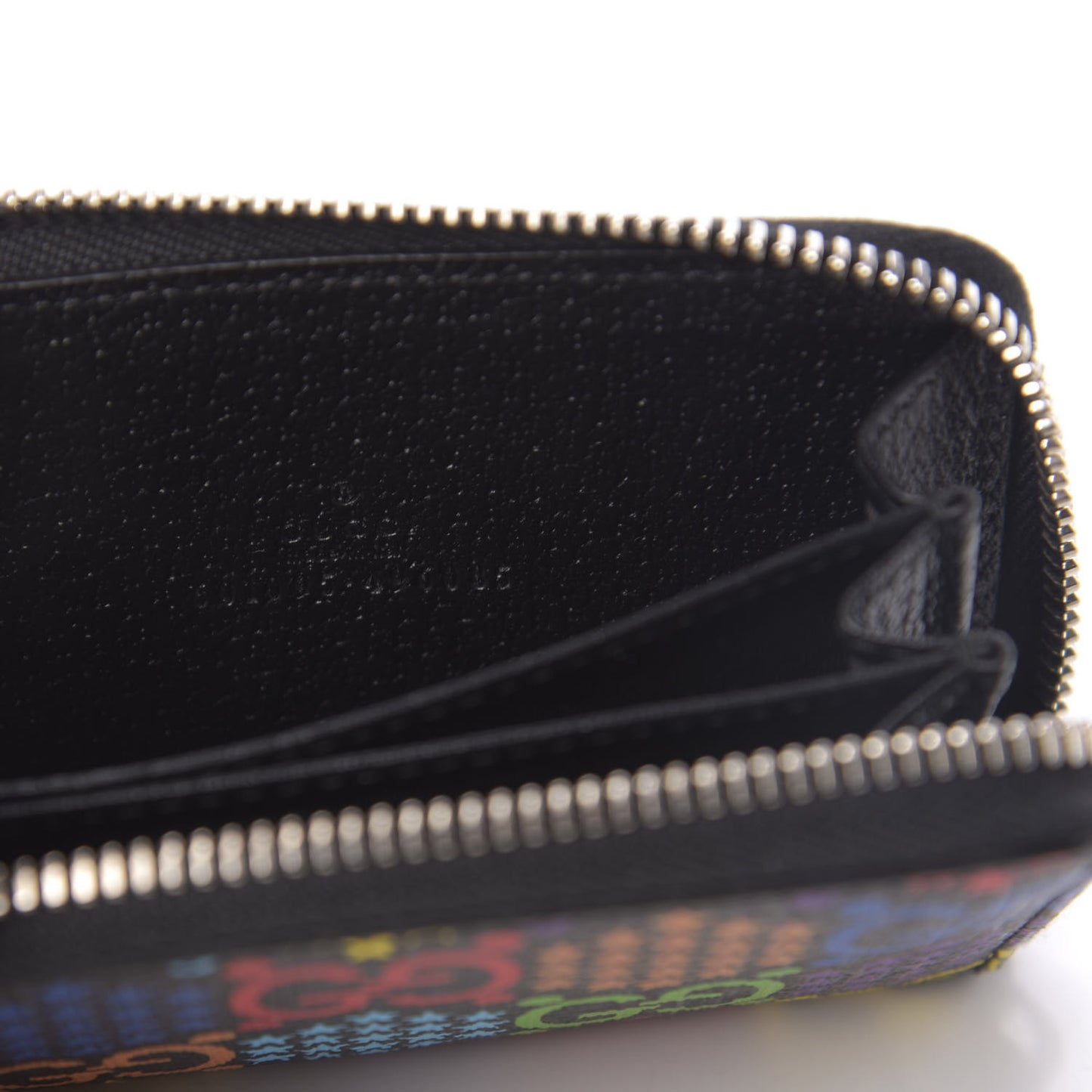 GG Supreme Monogram Psychedelic Zip Around Card Case Wallet Black
