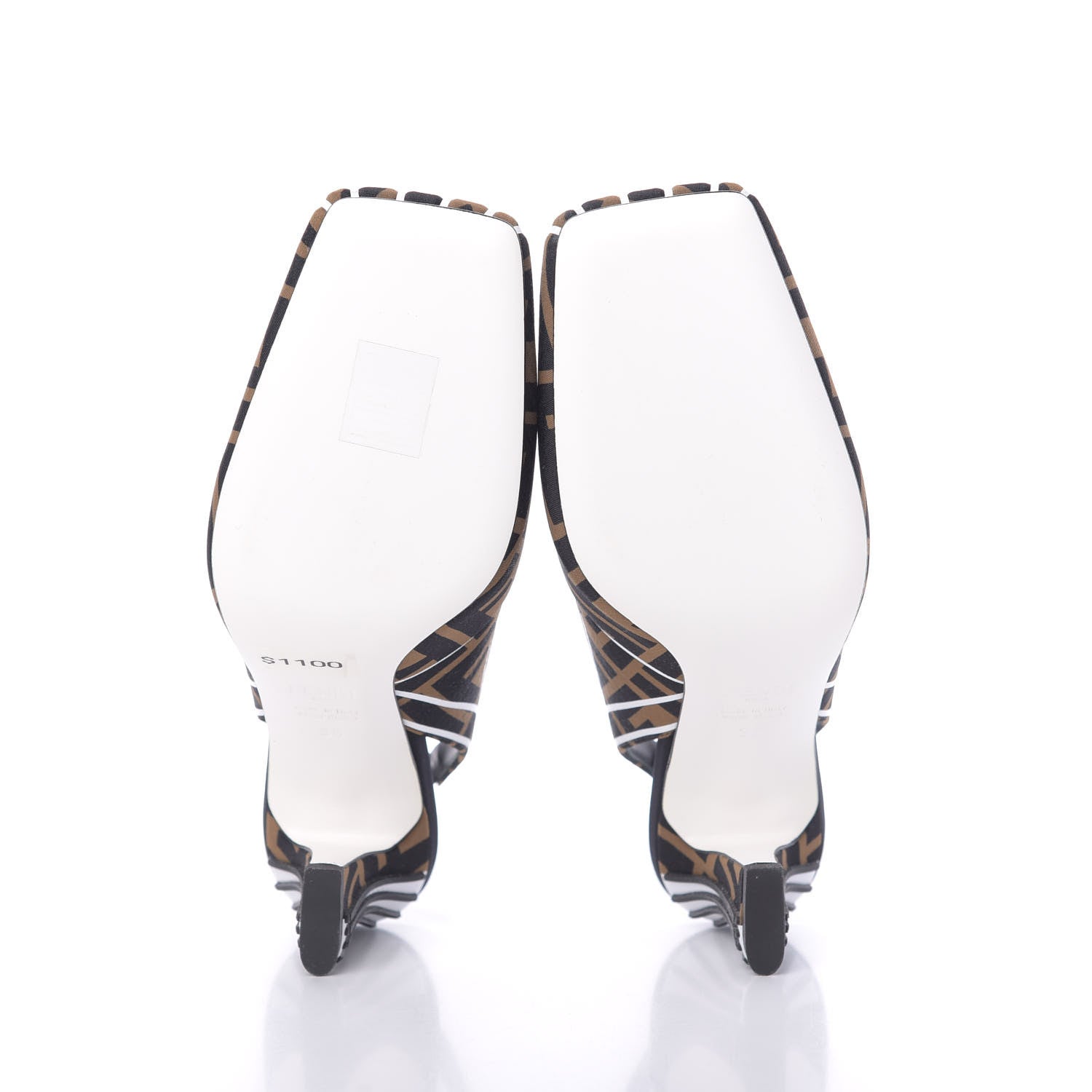 Fendi Lycra Film FF FFreedom Decollete Slingback Pumps 35 Tobacco Moro White 6 of 10