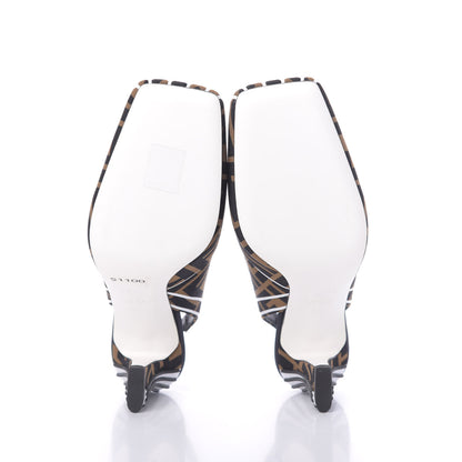 Fendi Lycra Film FF FFreedom Decollete Slingback Pumps 35 Tobacco Moro White 6 of 10