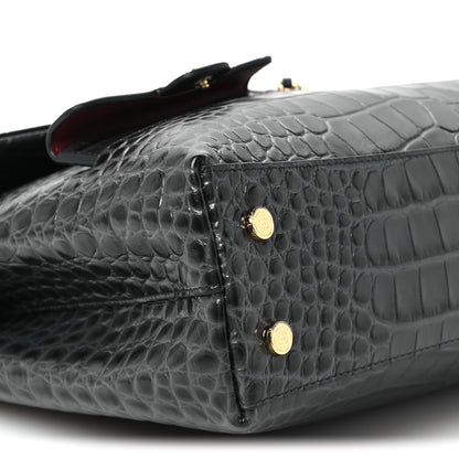 Chanel Calfskin Crocodile Embossed Fifth Avenue Maxi Flap Top Handle Bag Dark Grey 11 of 12