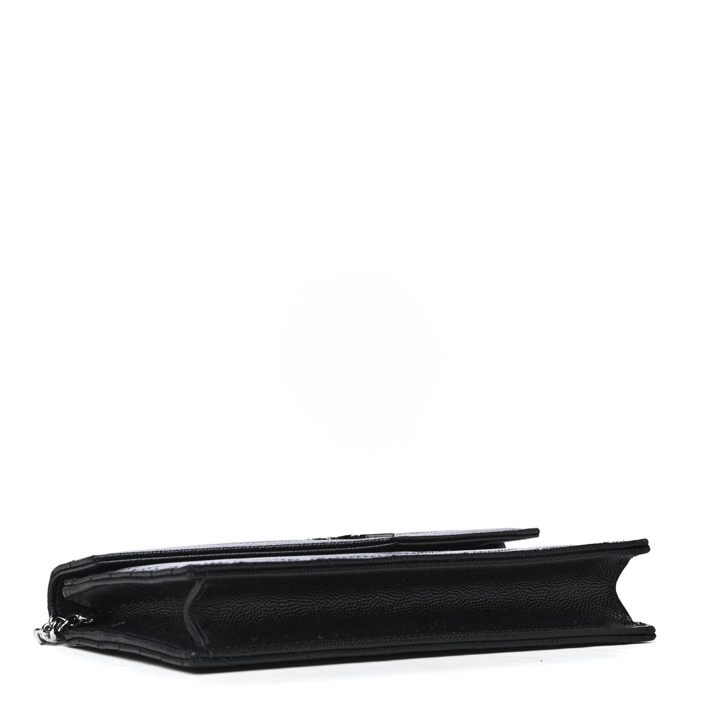 Grain De Poudre Matelasse Chevron Monogram Envelope Chain Wallet Black