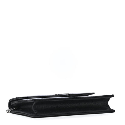 Saint Laurent Grain De Poudre Matelasse Chevron Monogram Envelope Chain Wallet Black 5 of 8