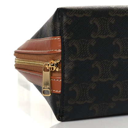 Celine Triomphe Canvas Calfskin Small Cosmetic Pouch Tan 9 of 11