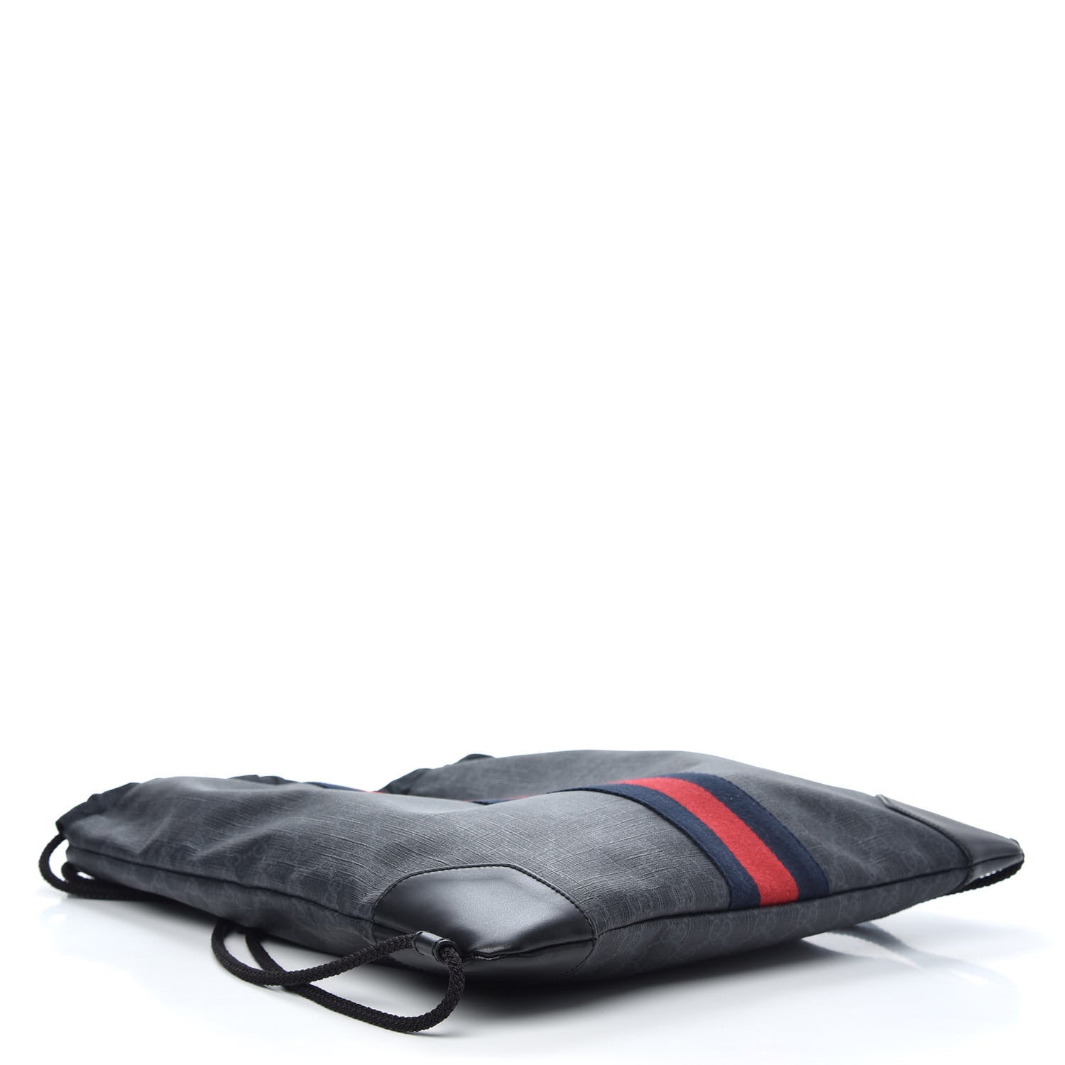 Gucci Soft GG Supreme Monogram Appia Calfskin Web Drawstring Backpack Black 3 of 9