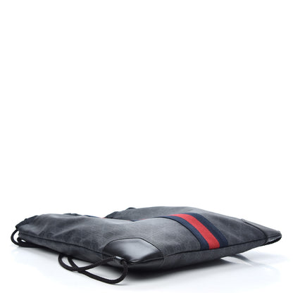Gucci Soft GG Supreme Monogram Appia Calfskin Web Drawstring Backpack Black 3 of 9