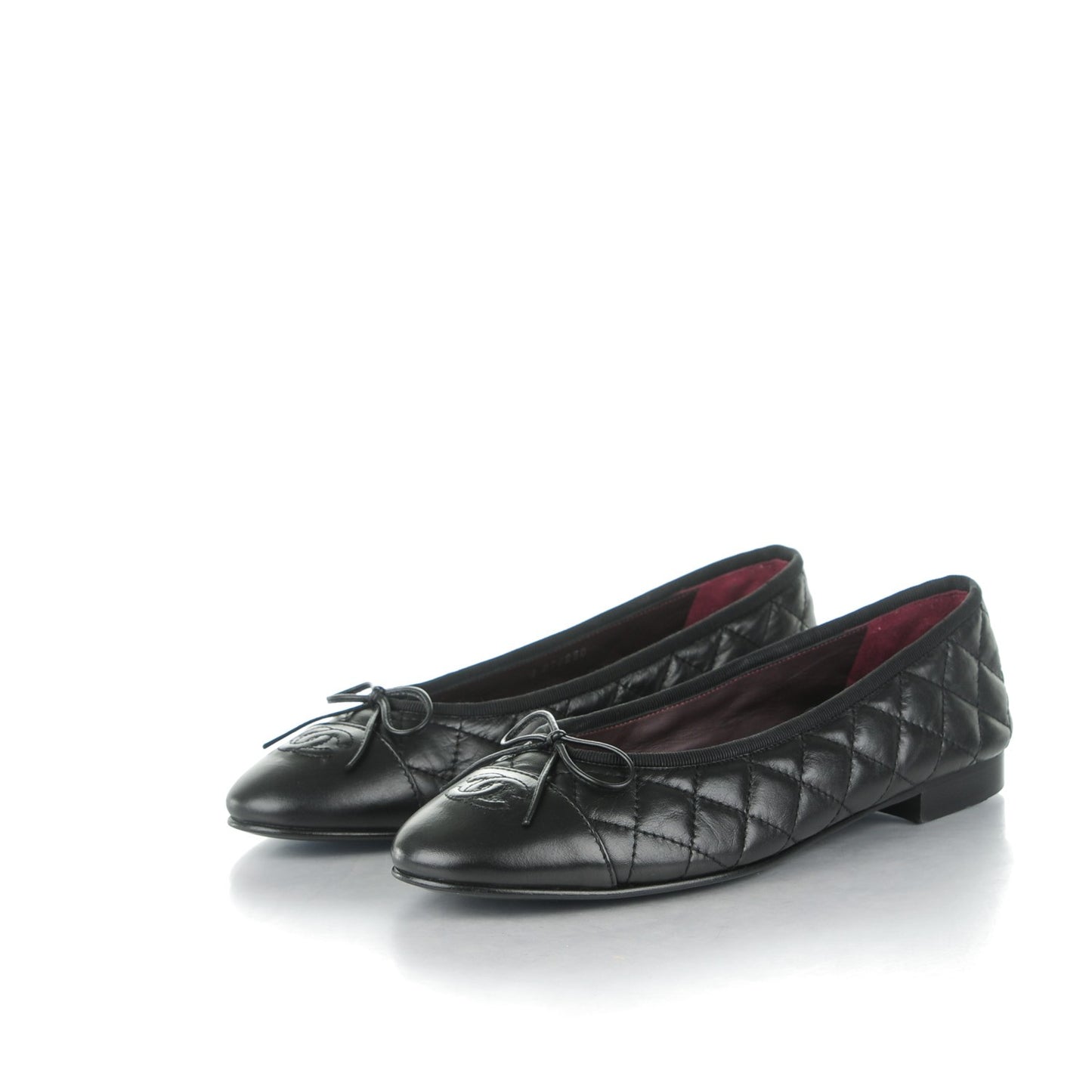 Aged Calfskin Quilted CC Cap Toe Ballerina Flats 39.5 Black