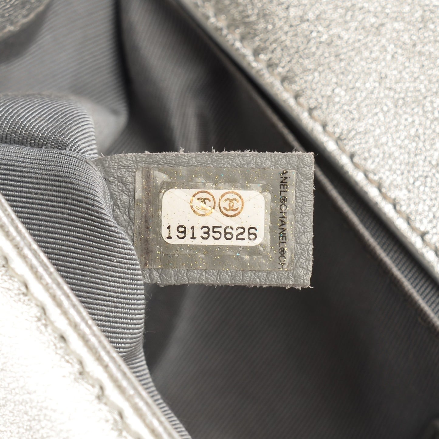 Metallic Lambskin Perforated Medium Boy Flap Silver