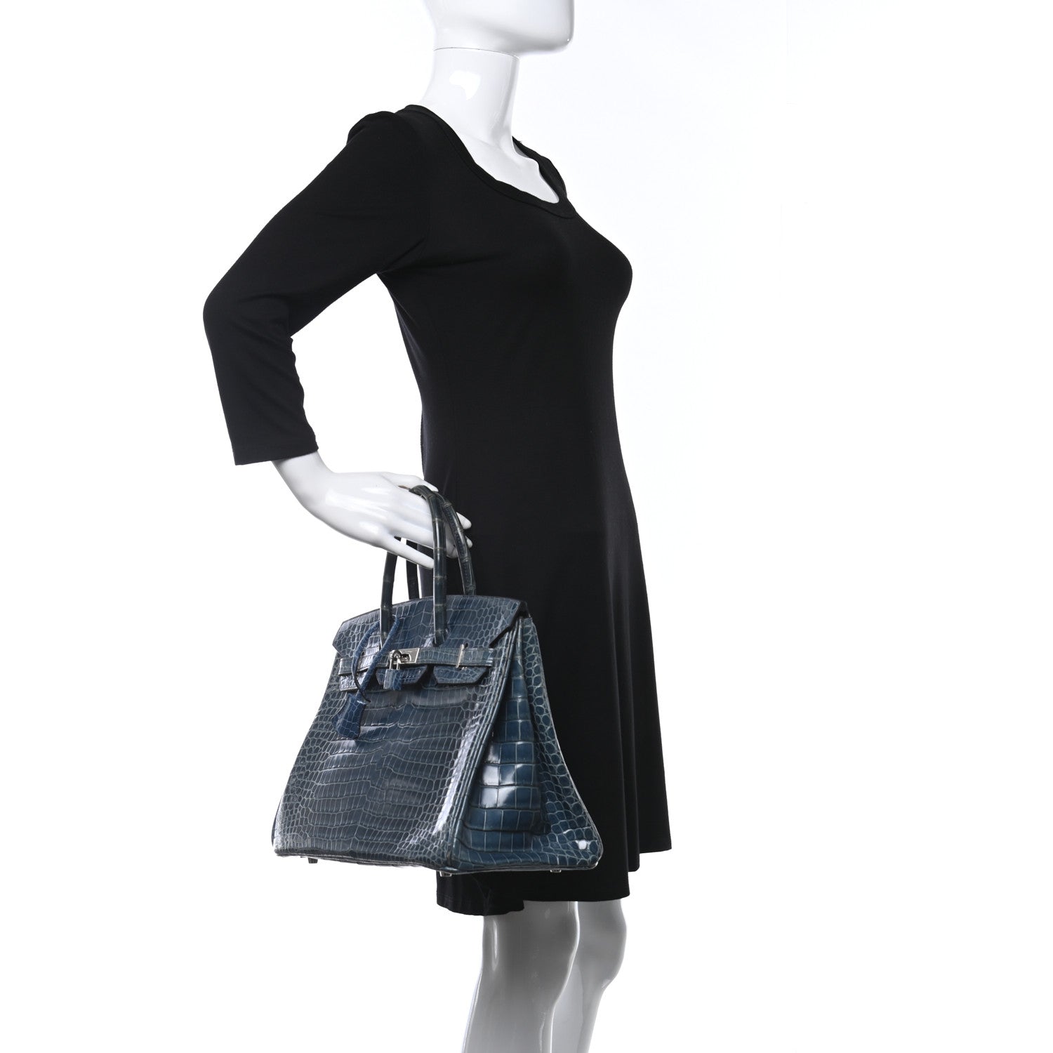 Hermes Shiny Porosus Crocodile Birkin 35 Bleu Roi 2 of 39