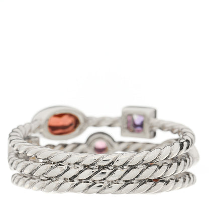 David Yurman Sterling Silver Amethyst Iolite Tourmaline Confetti 3 Row Ring 54 7 3 of 4
