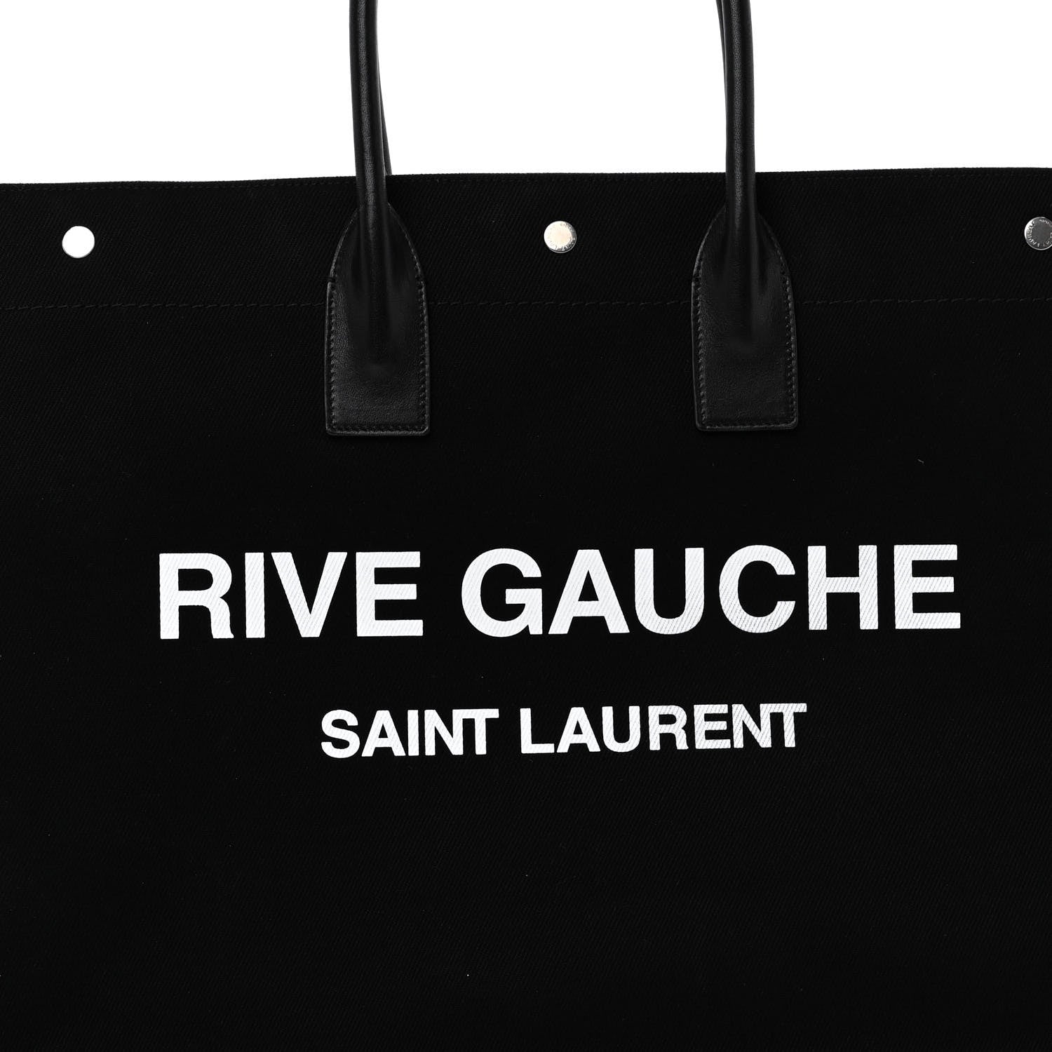 Saint Laurent Linen Calfskin Rive Gauche Tote Black 7 of 10