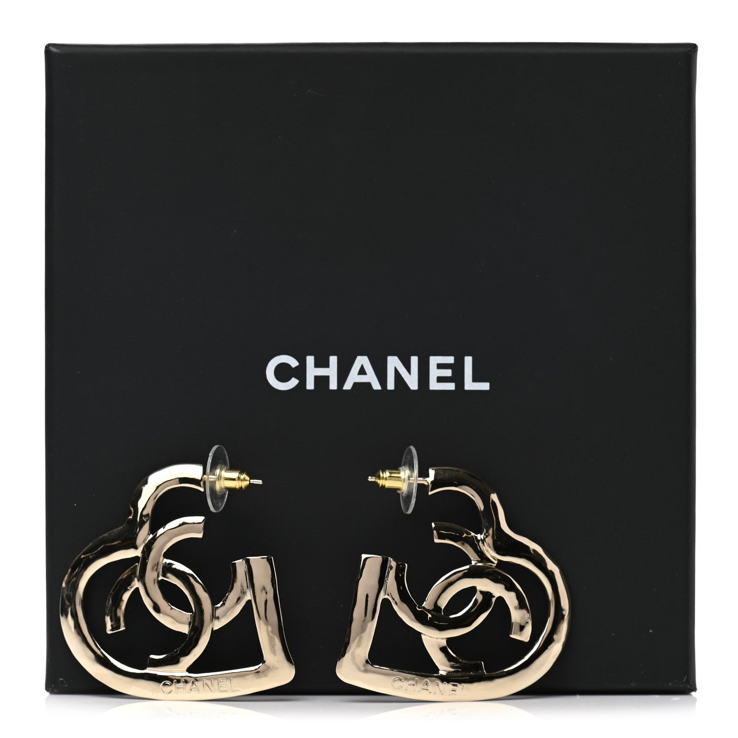 Chanel Metal CC Heart Coco In Love Hoop Earrings Gold 6 of 6