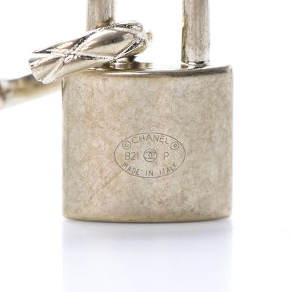 Chanel Metal Lock Drop Earrings Light Gold 4 of 5