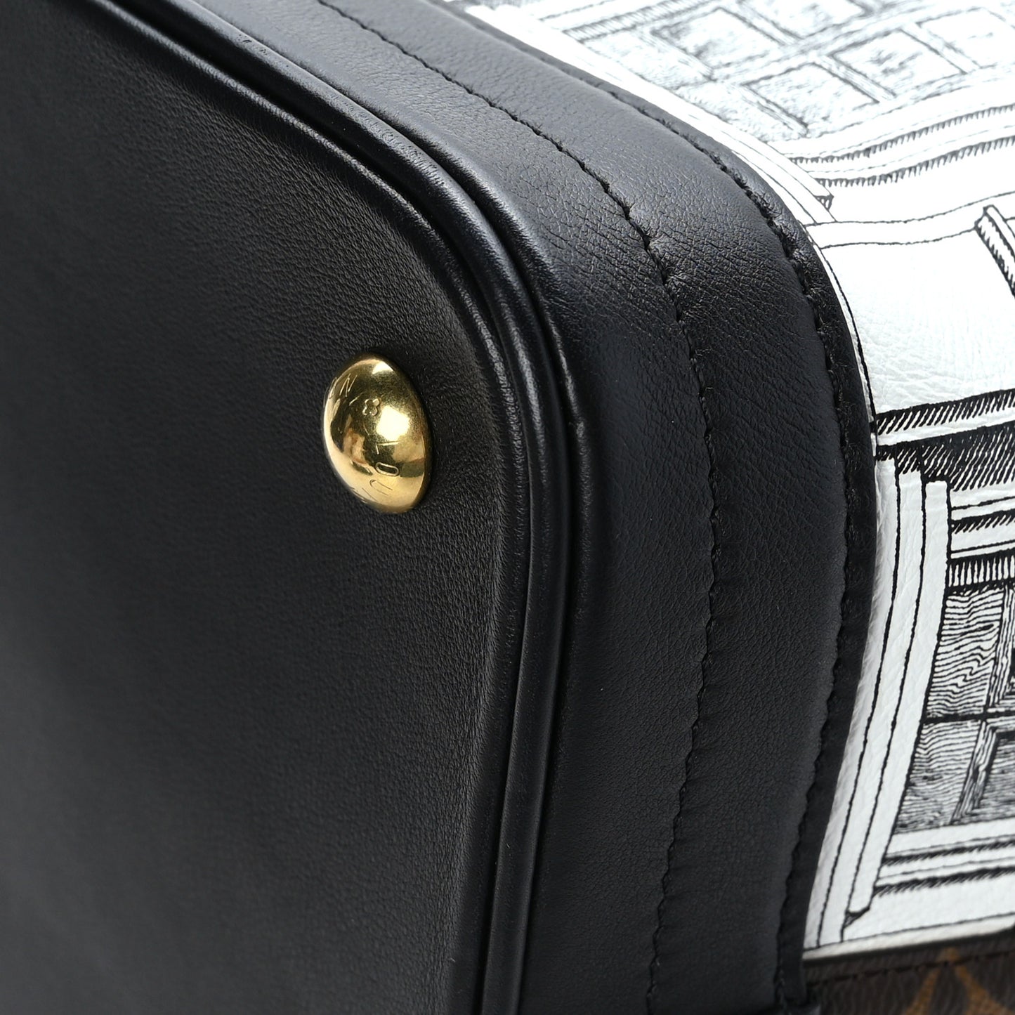 X FORNASETTI Calfskin Architettura Noe MM Black White