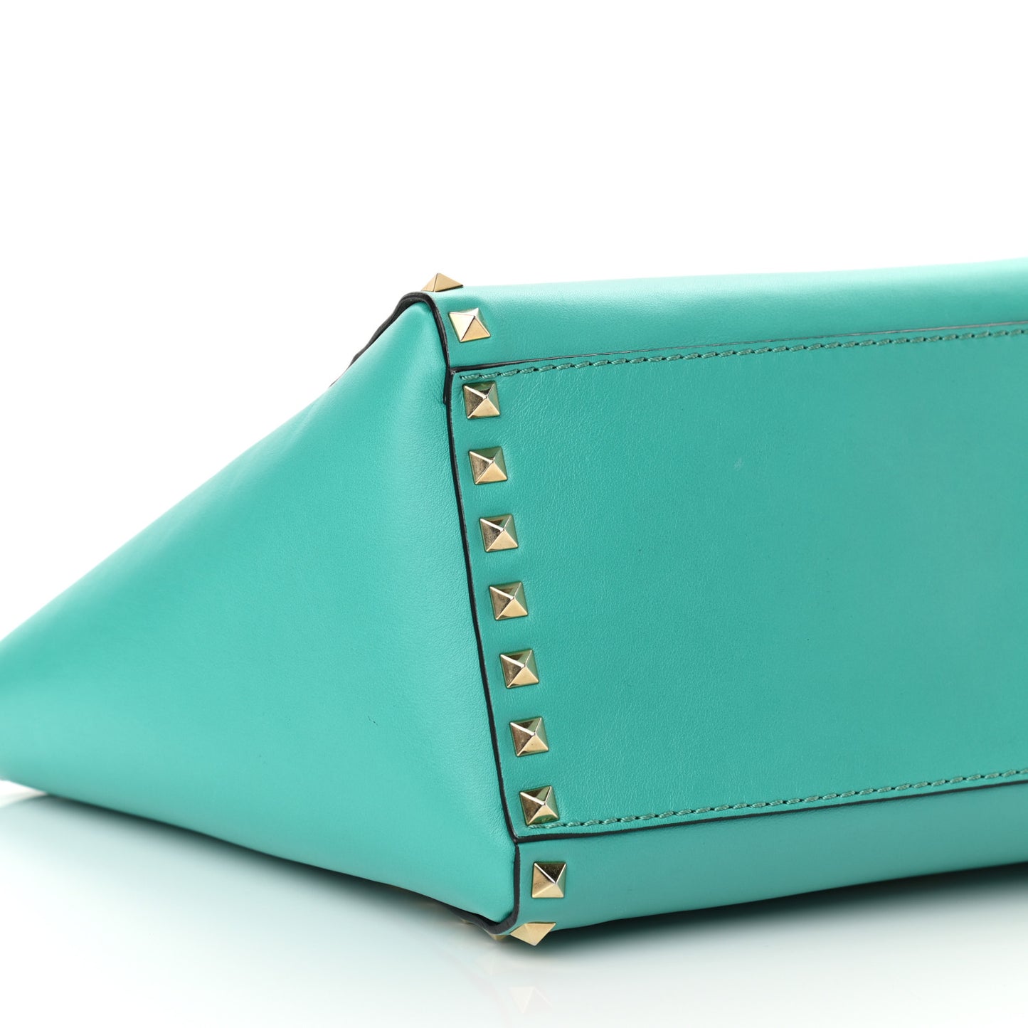 Vitello Small Rockstud Double Handle Tote Opaline Green