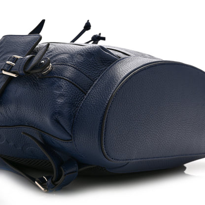 Gucci Piuma Calfskin Jumbo GG Embossed Double Buckle Backpack Navy 10 of 11