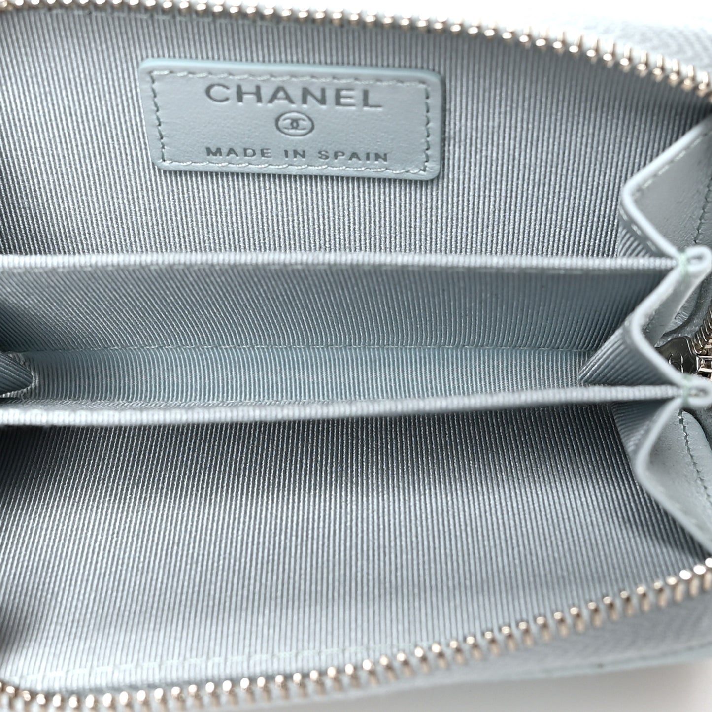Caviar Quilted Zip Coin Purse Light Blue