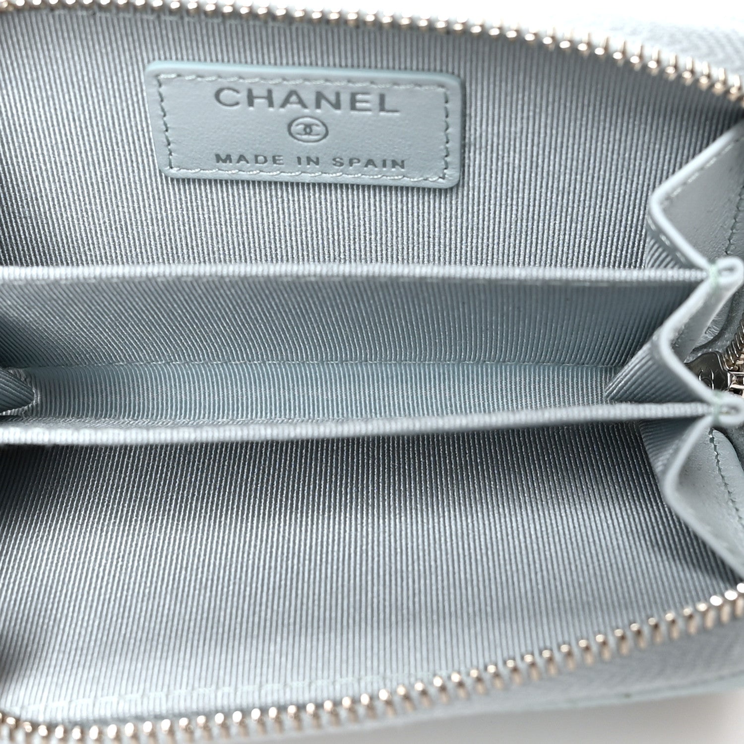 Chanel Caviar Quilted Zip Coin Purse Light Blue 5 of 9