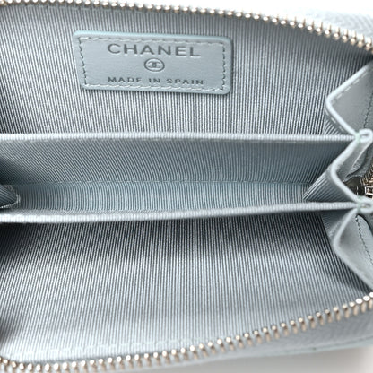 Chanel Caviar Quilted Zip Coin Purse Light Blue 5 of 9