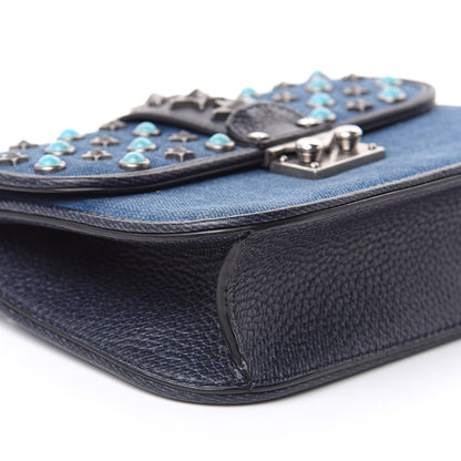Valentino Garavani Denim Star Studded Small Lock Flap Blue 7 of 9