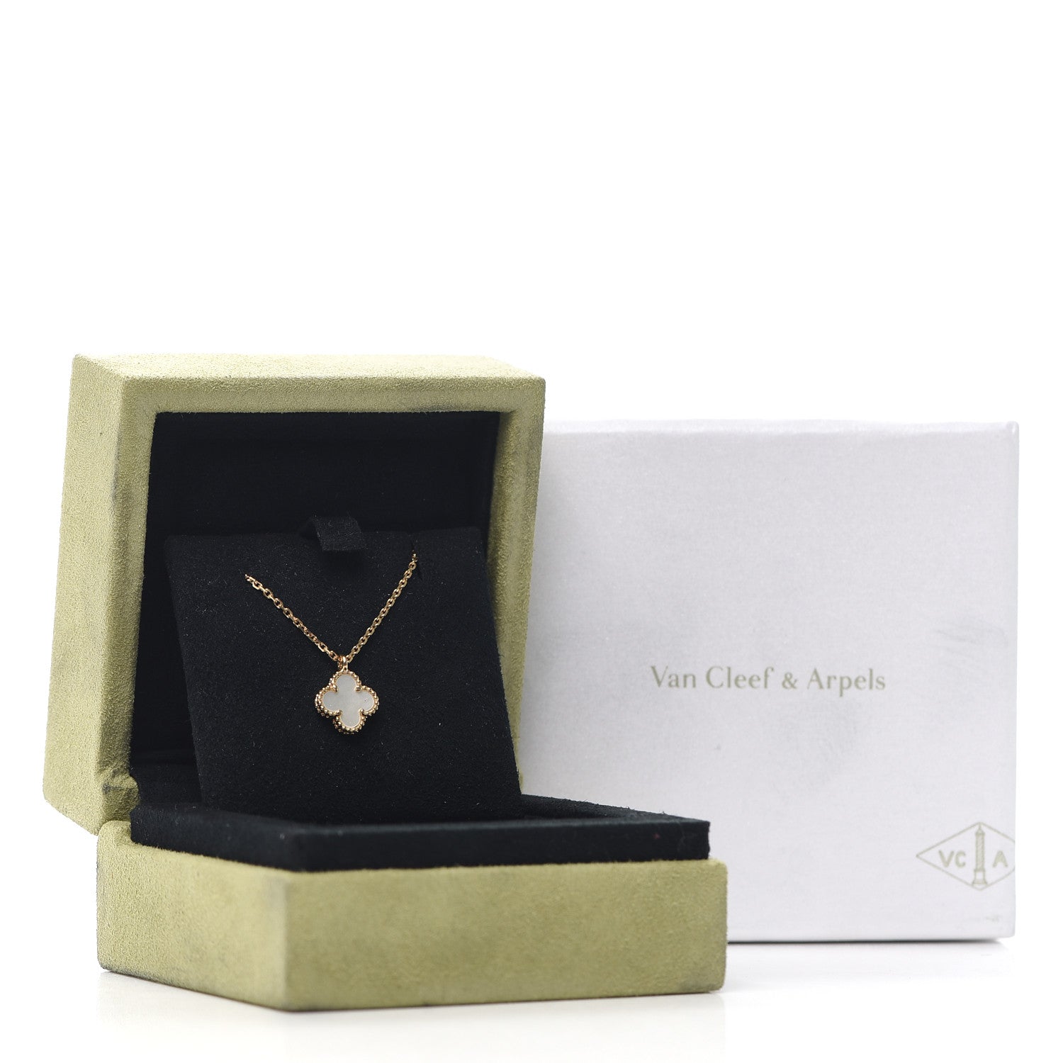 Van Cleef & Arpels 18K Yellow Gold Mother of Pearl Sweet Alhambra Pendant Necklace 7 of 7