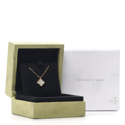 Van Cleef & Arpels 18K Yellow Gold Mother of Pearl Sweet Alhambra Pendant Necklace 7 of 7