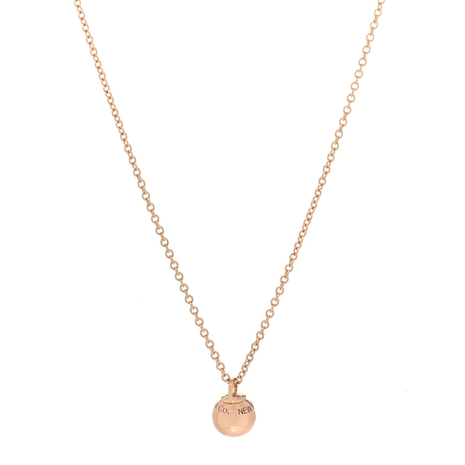 Tiffany 18K Rose Gold 8mm HardWear Ball Pendant Necklace 1 of 4
