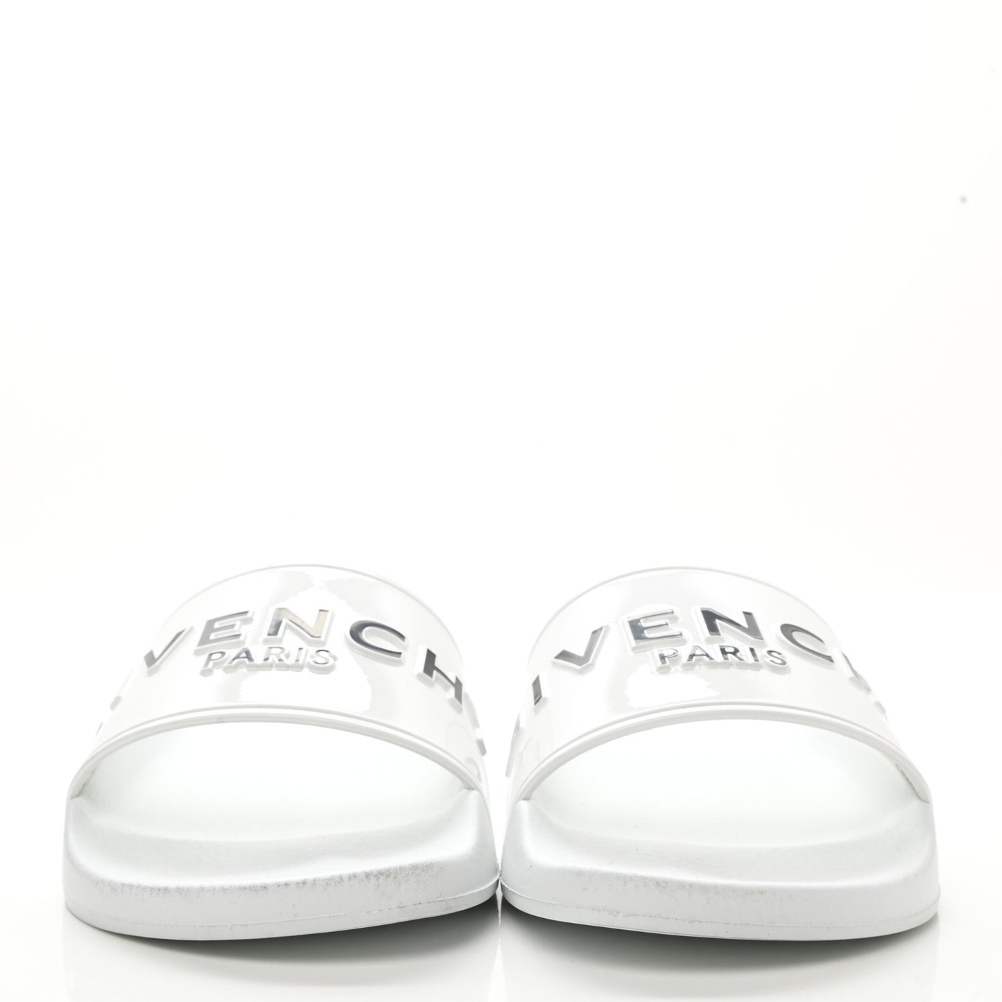 Rubber Logo Pool Slide Sandals 38 White