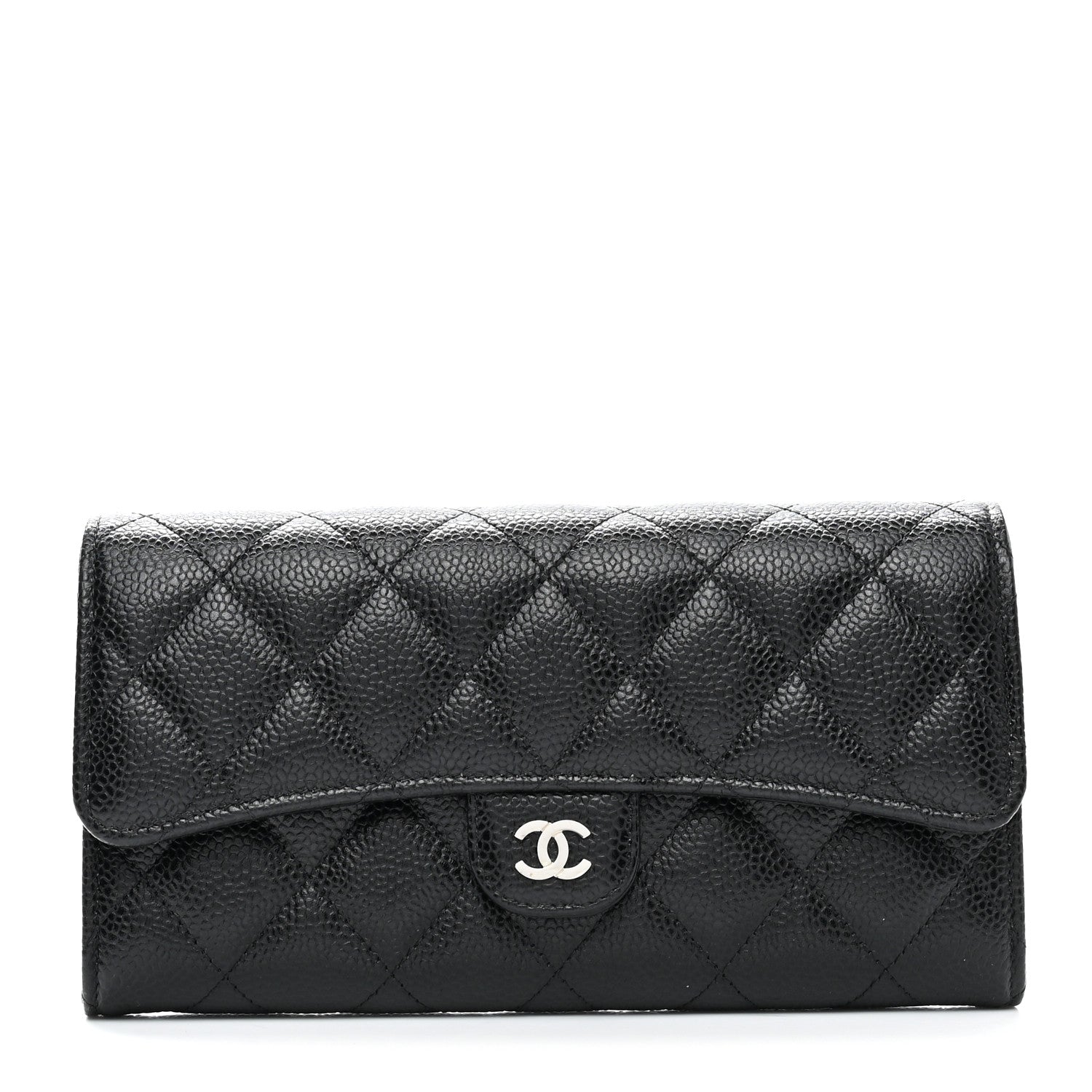 Chanel Caviar Quilted Large Gusset Flap Wallet Black 1 of 12