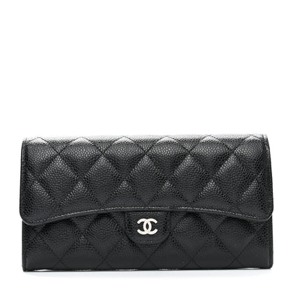 Chanel Caviar Quilted Large Gusset Flap Wallet Black 1 of 12